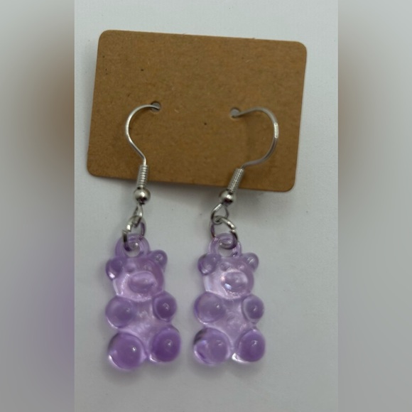 Gummibear Dangle Fashion Earrings purple violet - Picture 1 of 2